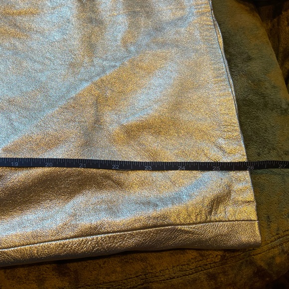 Vintage Julian K. SZ 10 Gold Metallic Real Leather Pencil Skirt! - Picture 15 of 16